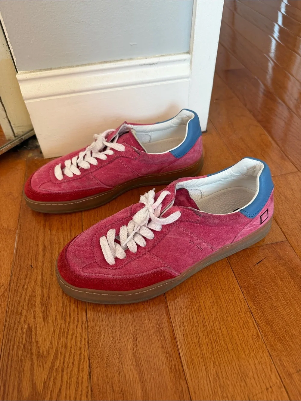DATE Pink Suede Lace-Up Sneakers